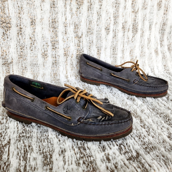 Timberland "3-Eye Lug" Grey Gray Leather Boat Shoe | Women's Size 9.5 - Picture 7 of 10